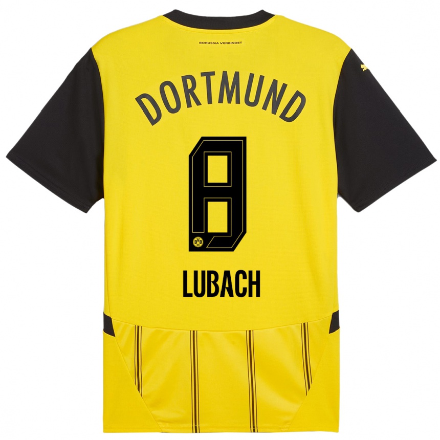 Men Football Rafael Lubach #8 Yellow Black Home Jersey 2024/25 T-Shirt Canada