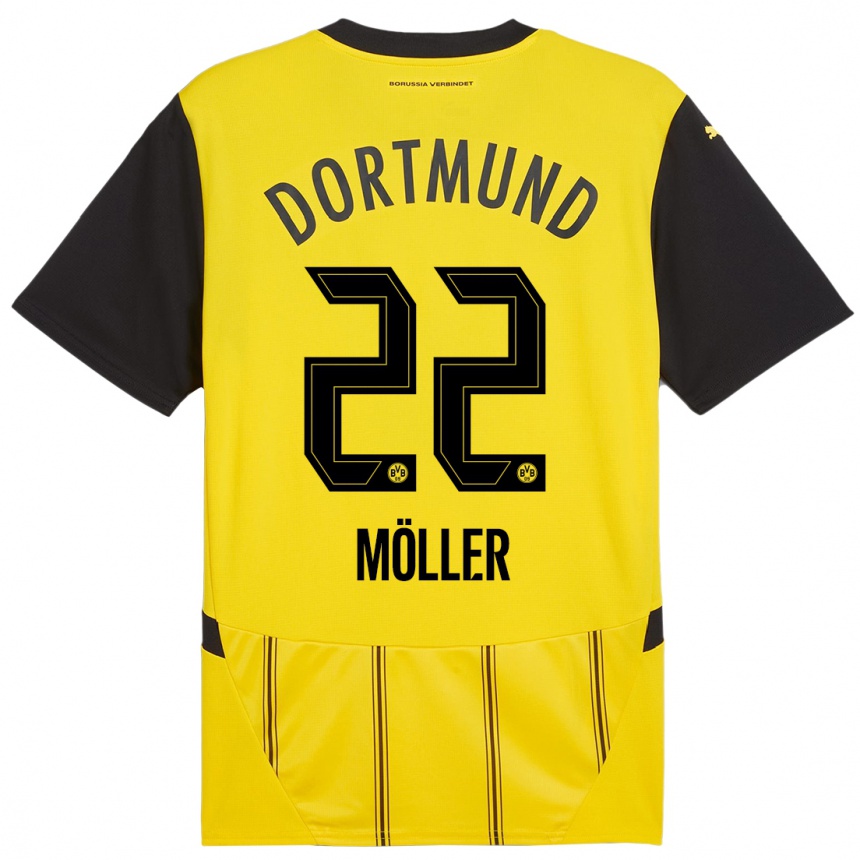 Men Football Paul Möller #22 Yellow Black Home Jersey 2024/25 T-Shirt Canada