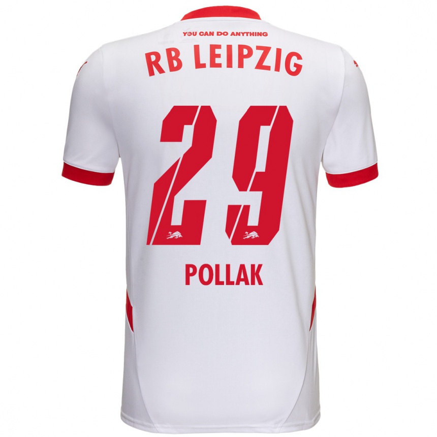 Men Football Julia Pollak #29 White Red Home Jersey 2024/25 T-Shirt Canada