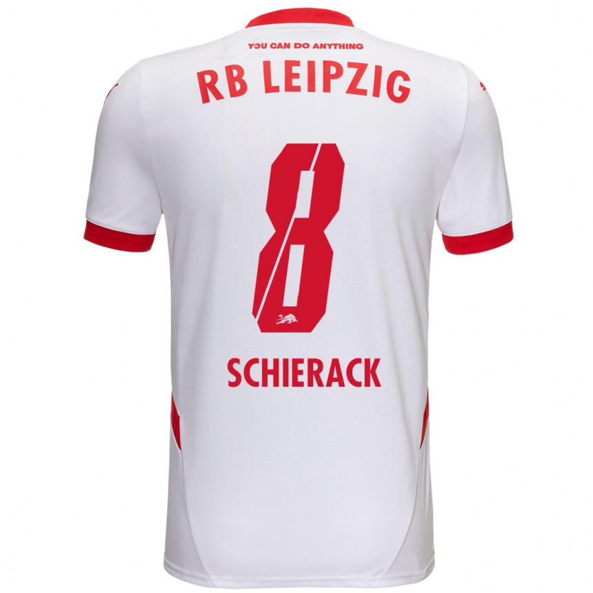 Men Football Simon Schierack #8 White Red Home Jersey 2024/25 T-Shirt Canada