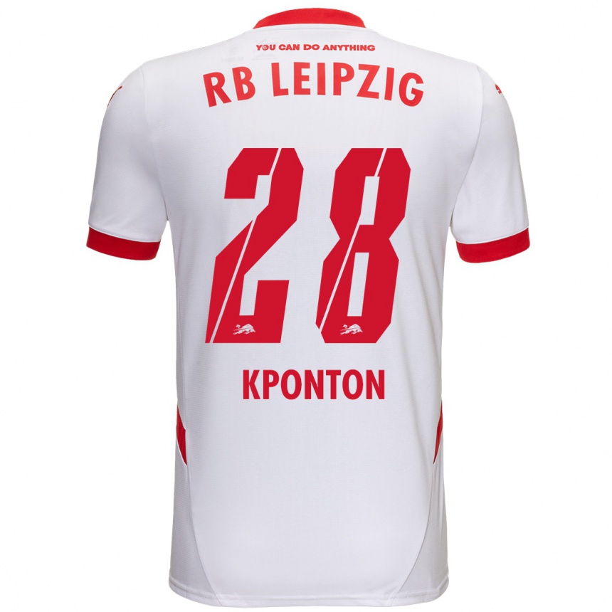 Homme Football Maillot Marwan Kponton #28 Blanc Rouge Tenues Domicile 2024/25 Canada