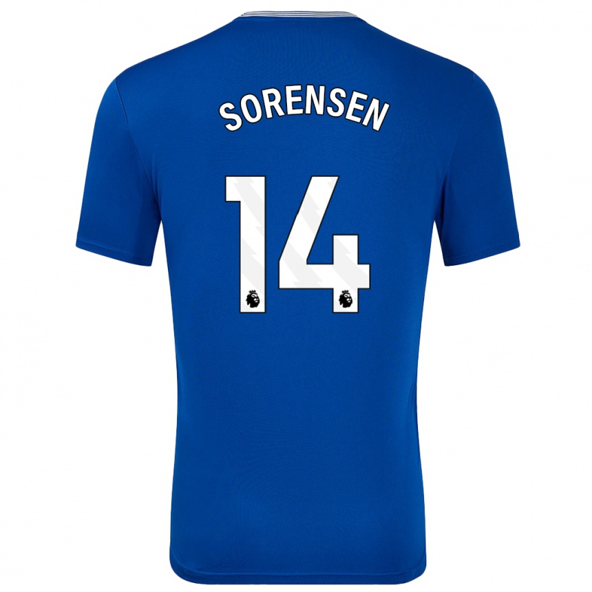 Homme Football Maillot Nicoline Sorensen #14 Bleu Avec Tenues Domicile 2024/25 Canada