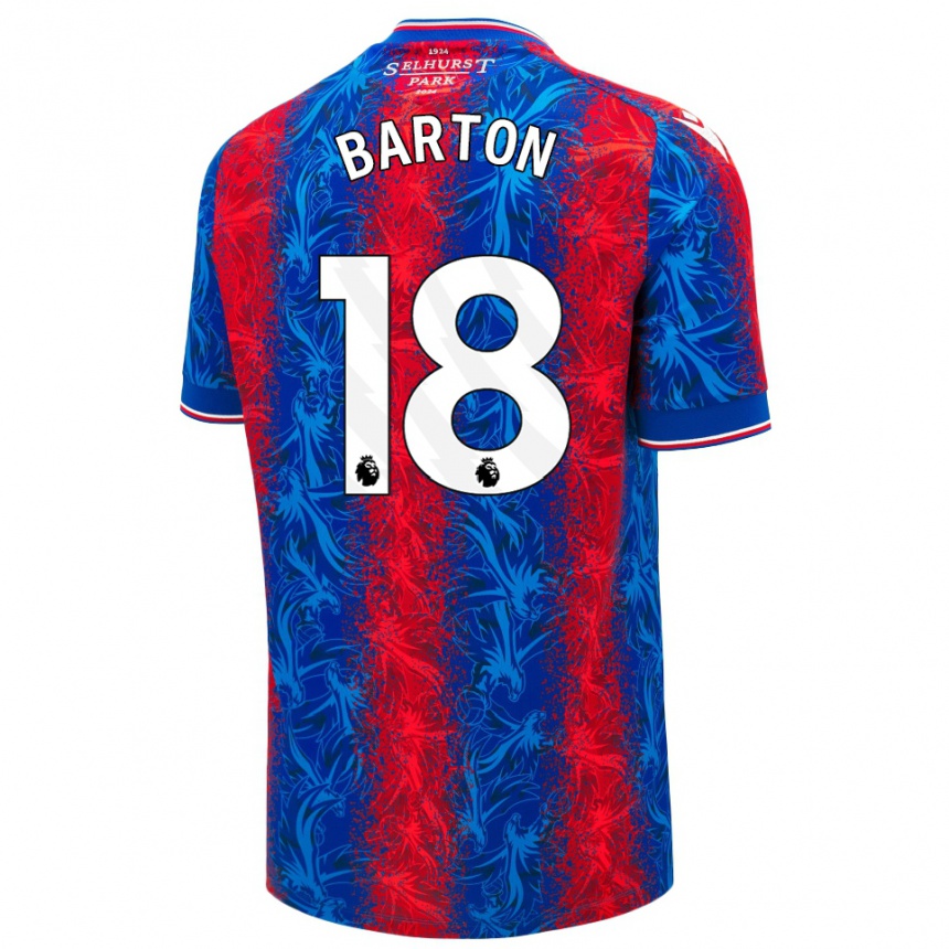 Homme Football Maillot Kirsty Barton #18 Rayures Rouges Et Bleues Tenues Domicile 2024/25 Canada