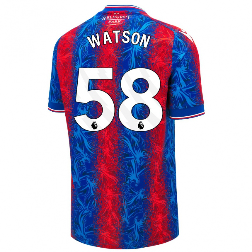 Homme Football Maillot Noah Watson #58 Rayures Rouges Et Bleues Tenues Domicile 2024/25 Canada