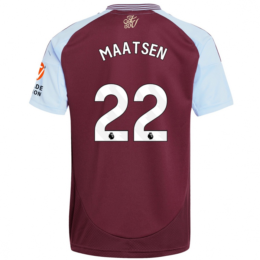 Homme Football Maillot Ian Maatsen #22 Bordeaux Bleu Ciel Tenues Domicile 2024/25 Canada