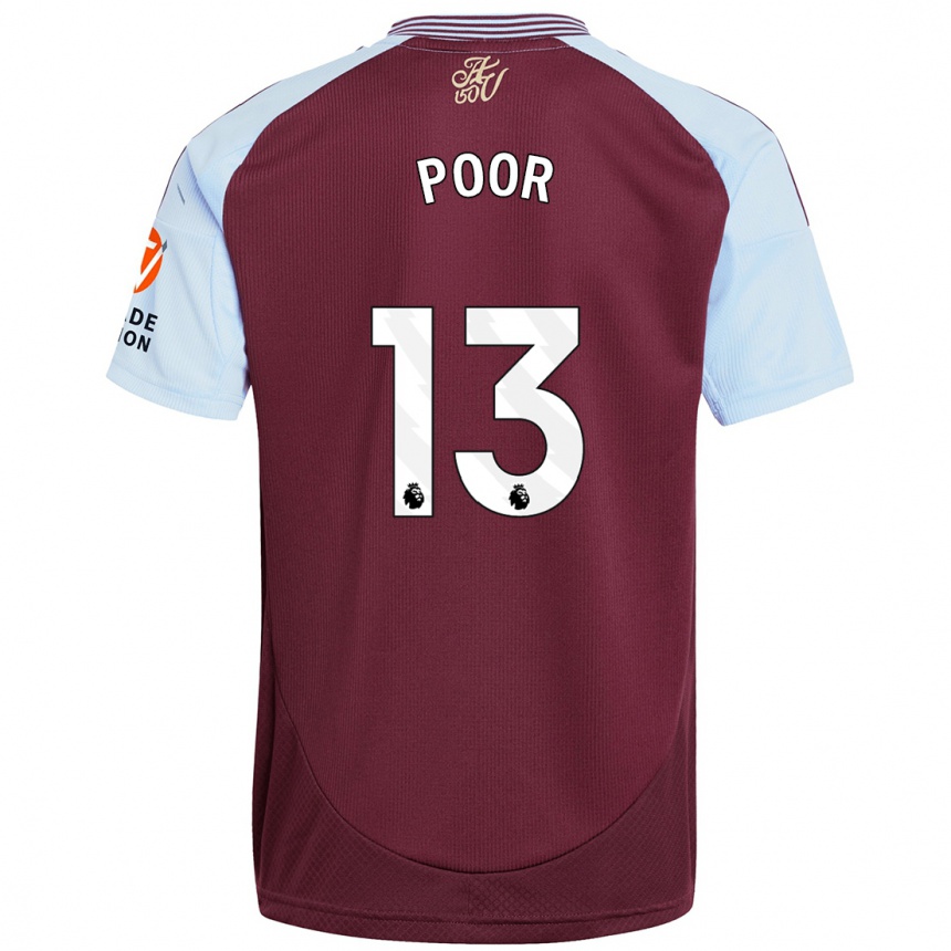 Men Football Sophia Poor #13 Burgundy Sky Blue Home Jersey 2024/25 T-Shirt Canada