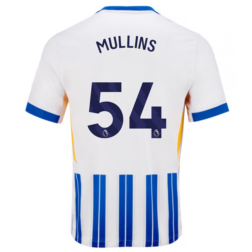 Homme Football Maillot Jamie Mullins #54 Blanc Bleu À Rayures Fines Tenues Domicile 2024/25 Canada