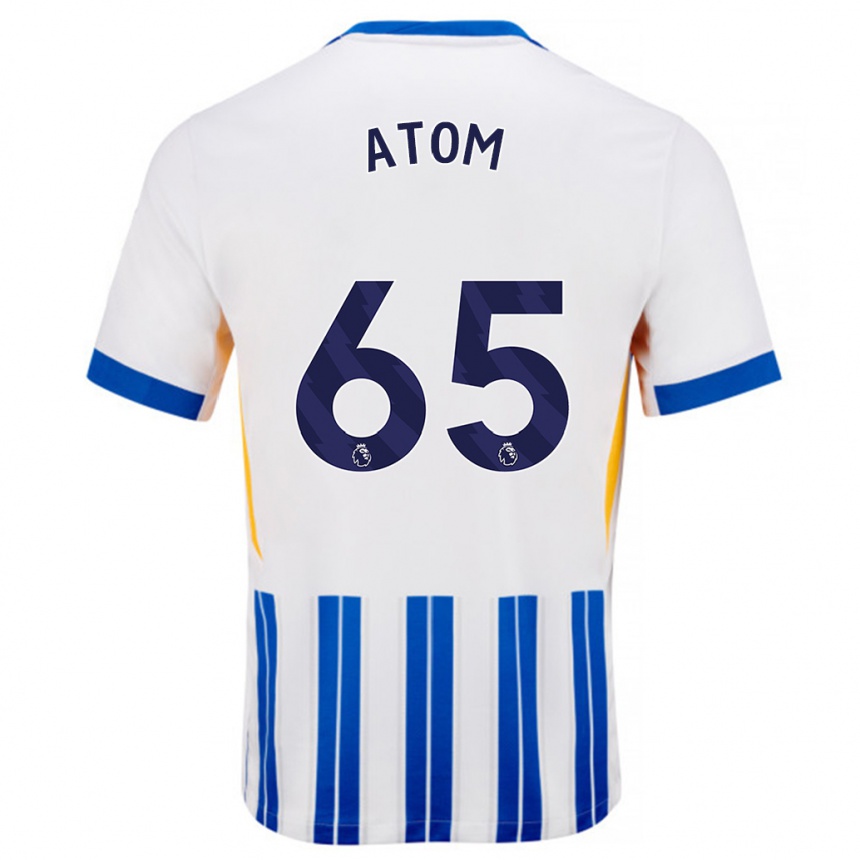 Men Football Noel Atom #65 White Blue Pinstripes Home Jersey 2024/25 T-Shirt Canada