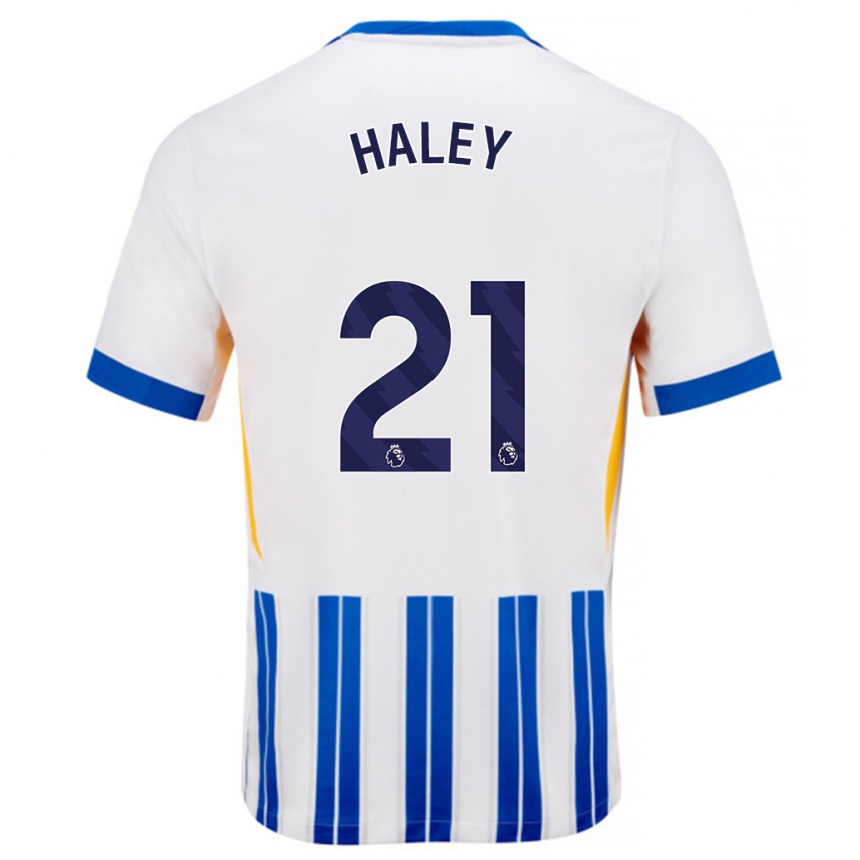 Men Football Madison Haley #21 White Blue Pinstripes Home Jersey 2024/25 T-Shirt Canada