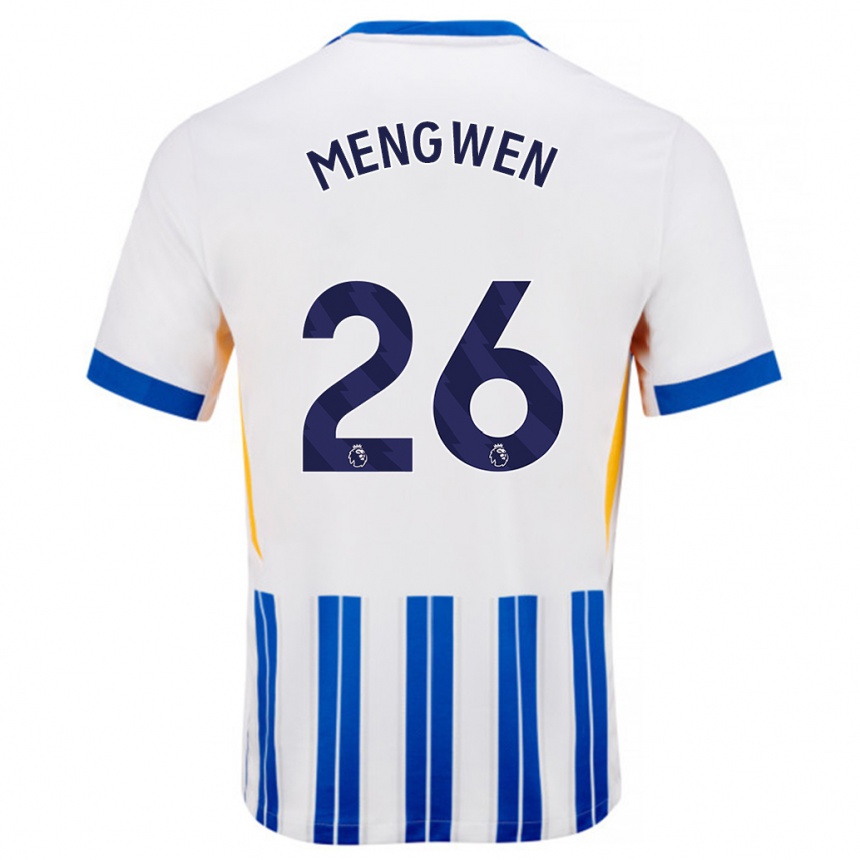 Homme Football Maillot Li Mengwen #26 Blanc Bleu À Rayures Fines Tenues Domicile 2024/25 Canada