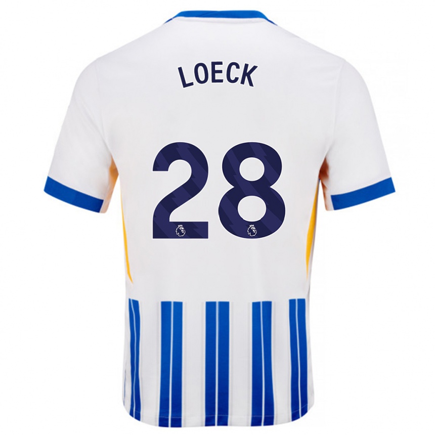 Men Football Melina Loeck #28 White Blue Pinstripes Home Jersey 2024/25 T-Shirt Canada