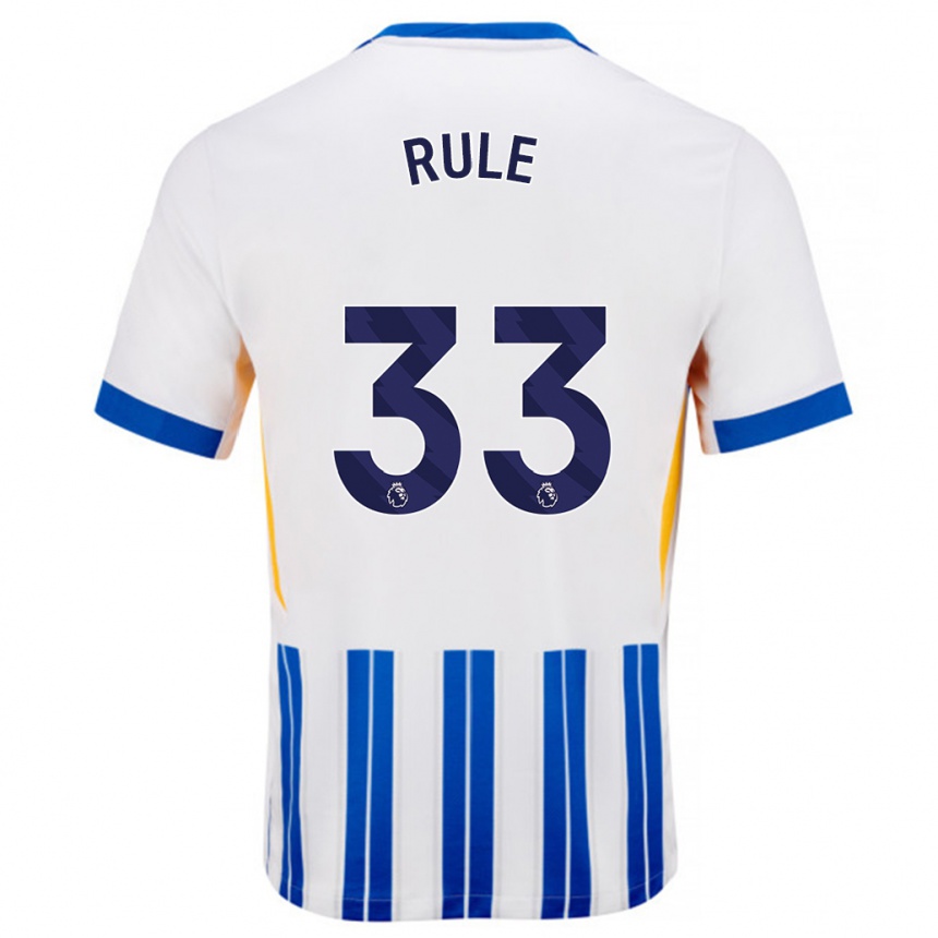 Homme Football Maillot Charlize Jayde Rule #33 Blanc Bleu À Rayures Fines Tenues Domicile 2024/25 Canada