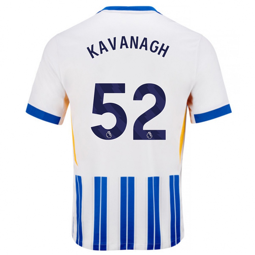 Homme Football Maillot Leigh Kavanagh #52 Blanc Bleu À Rayures Fines Tenues Domicile 2024/25 Canada