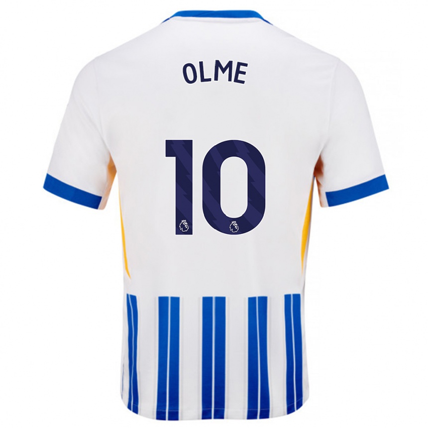 Men Football Julia Margareta Zigiotti Olme #10 White Blue Pinstripes Home Jersey 2024/25 T-Shirt Canada