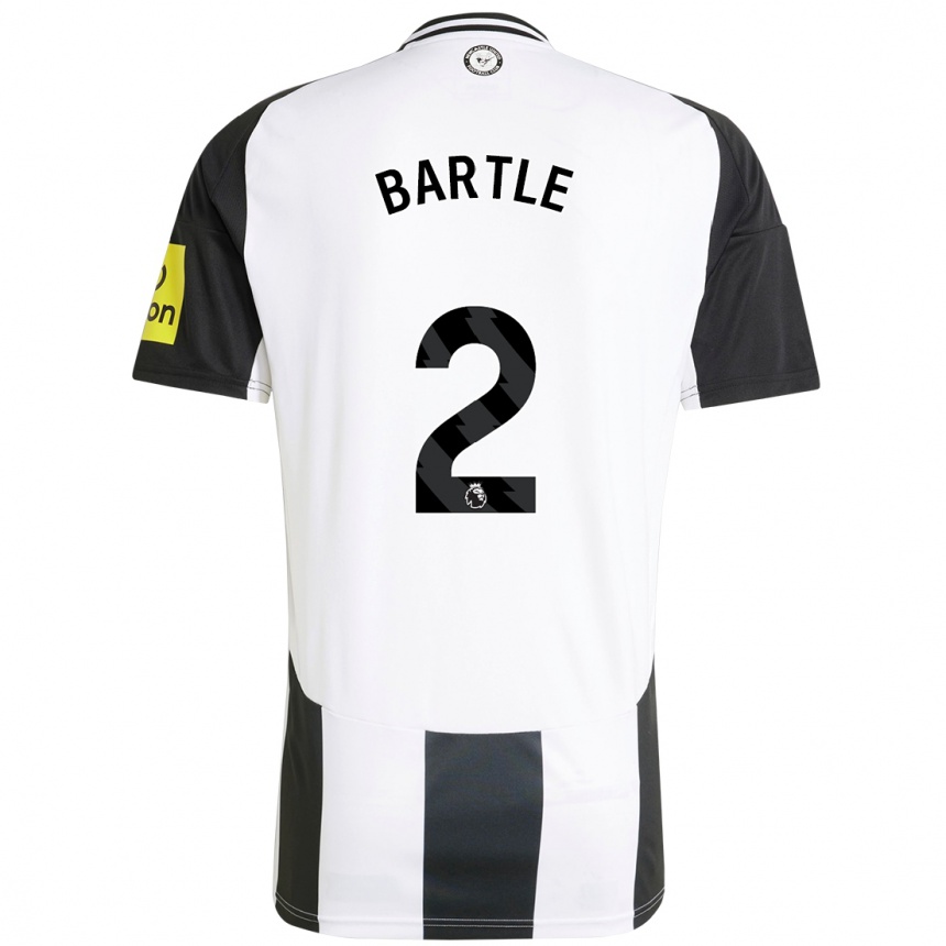 Men Football Jodie Bartle #2 White Black Home Jersey 2024/25 T-Shirt Canada