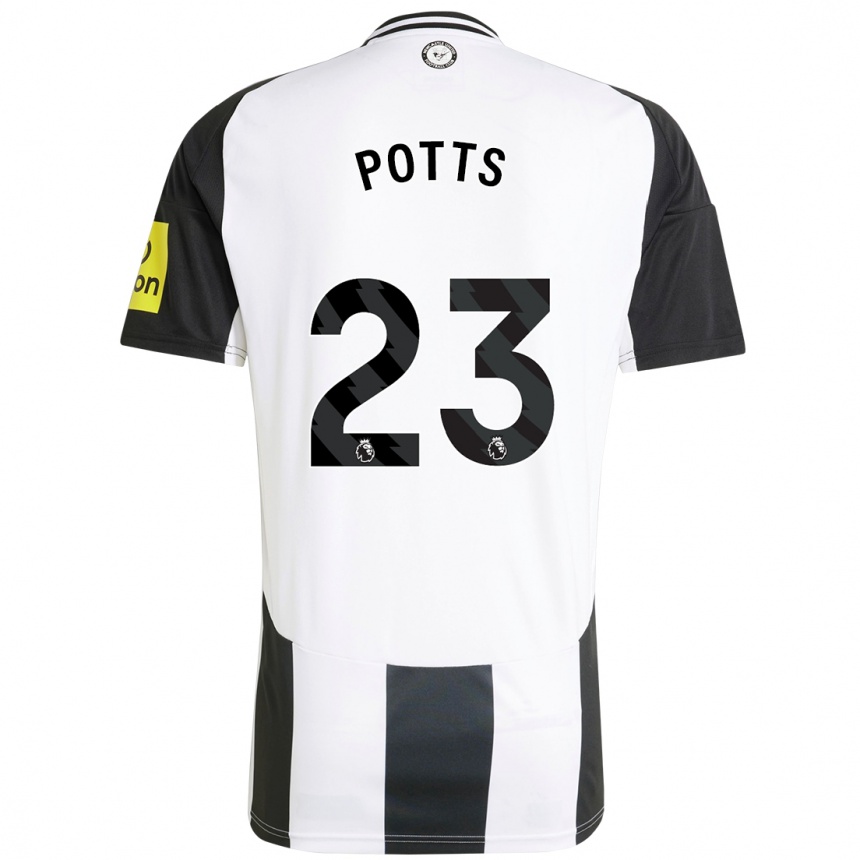 Men Football Charlotte Potts #23 White Black Home Jersey 2024/25 T-Shirt Canada