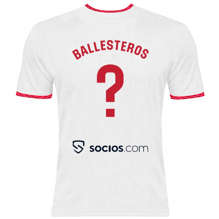 Men Football Gonzalo Ballesteros #0 White Red Home Jersey 2024/25 T-Shirt Canada