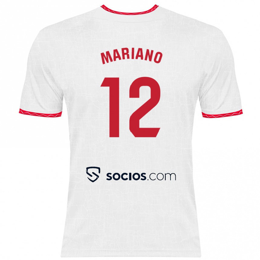 Homme Football Maillot Mariano Diaz #12 Blanc Rouge Tenues Domicile 2024/25 Canada