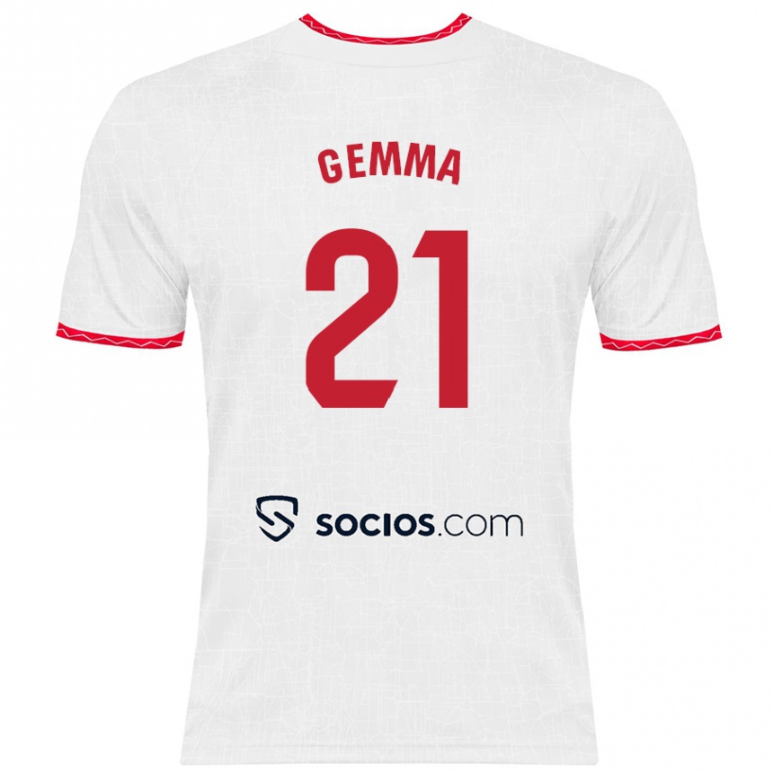 Men Football Gemma Gili Giner #21 White Red Home Jersey 2024/25 T-Shirt Canada