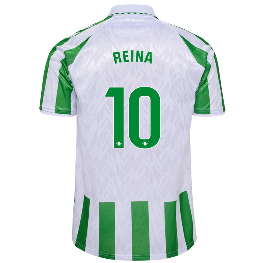 Men Football Carlos Reina #10 Green White Stripes Home Jersey 2024/25 T-Shirt Canada