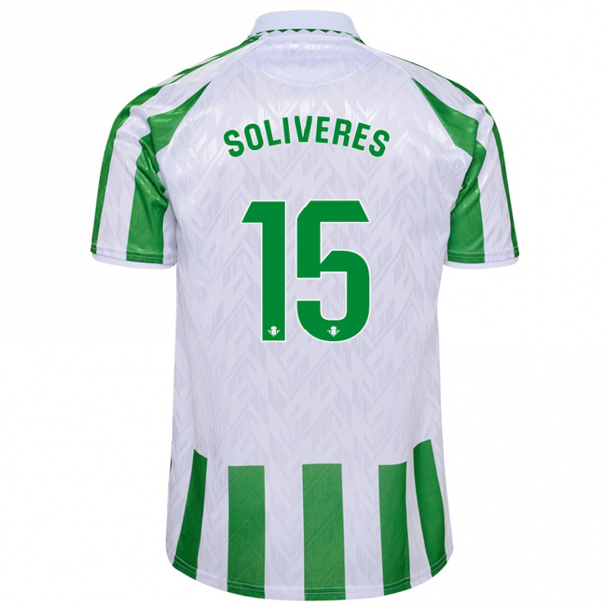 Men Football Gema Soliveres #15 Green White Stripes Home Jersey 2024/25 T-Shirt Canada