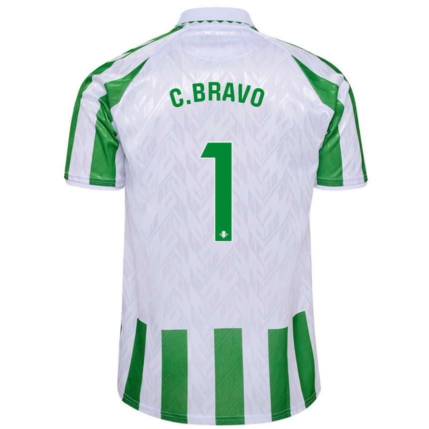 Men Football Claudio Bravo #1 Green White Stripes Home Jersey 2024/25 T-Shirt Canada