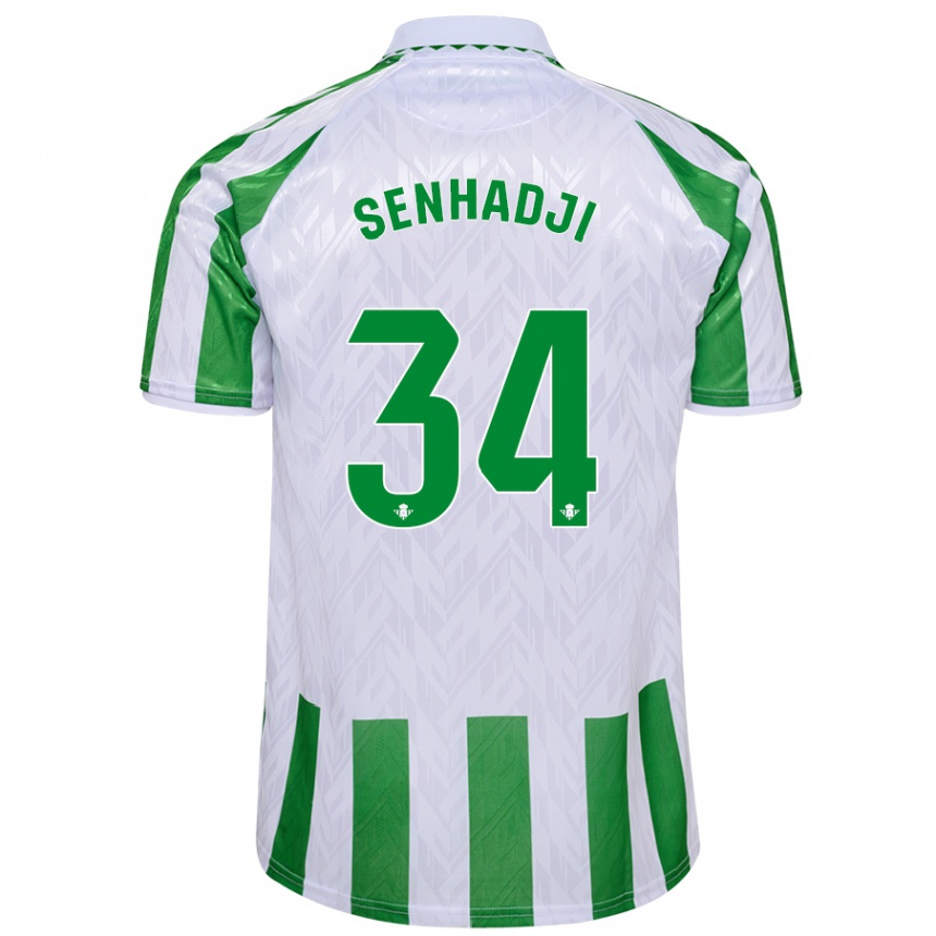 Men Football Yanis Senhadji #34 Green White Stripes Home Jersey 2024/25 T-Shirt Canada