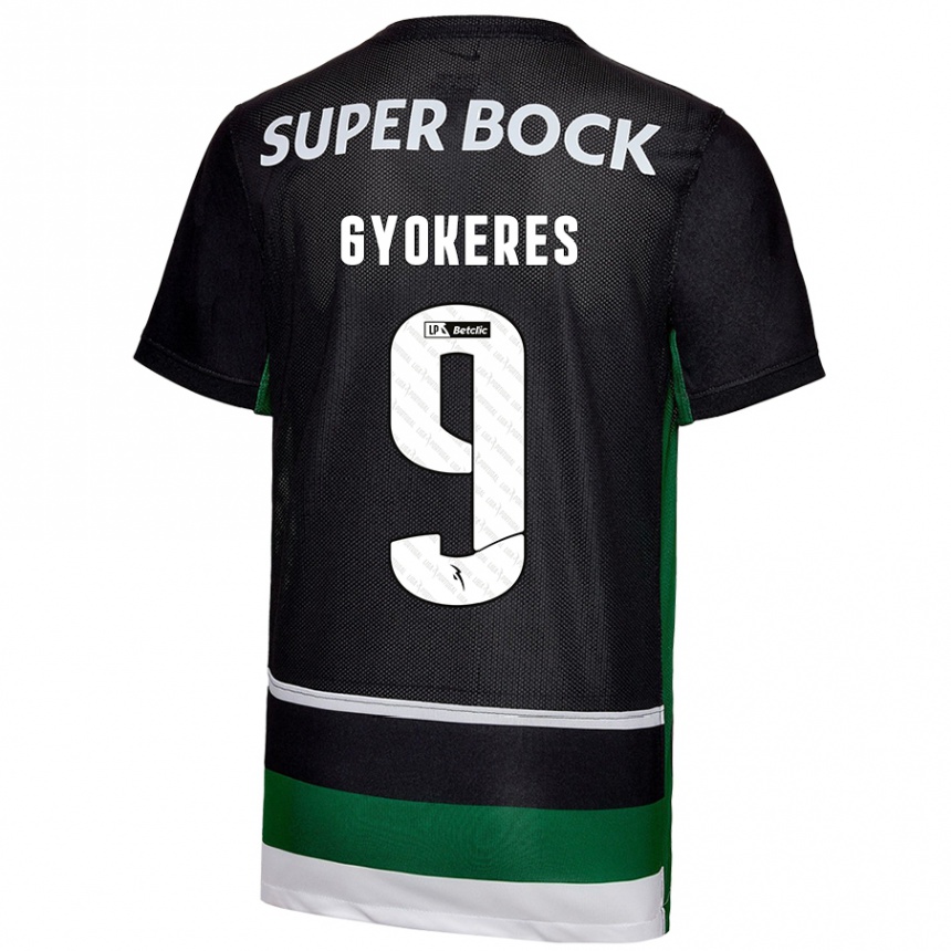 Homme Football Maillot Viktor Gyökeres #9 Noir Blanc Vert Tenues Domicile 2024/25 Canada