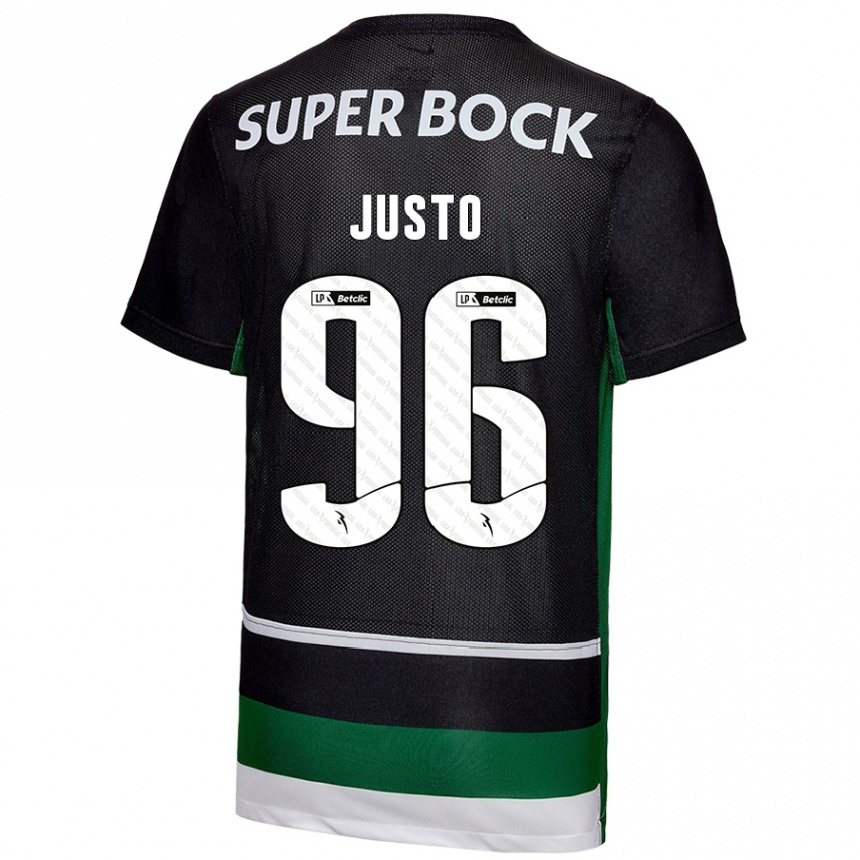 Men Football Samuel Justo #96 Black White Green Home Jersey 2024/25 T-Shirt Canada