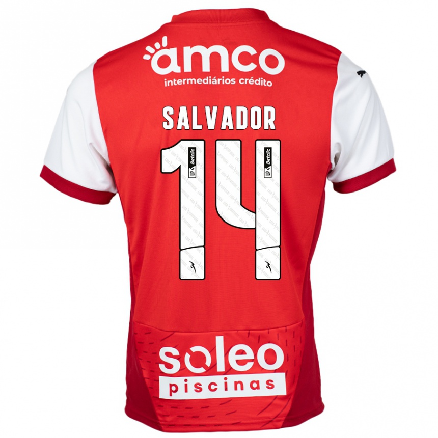 Homme Football Maillot João Salvador #14 Rouge Blanc Tenues Domicile 2024/25 Canada