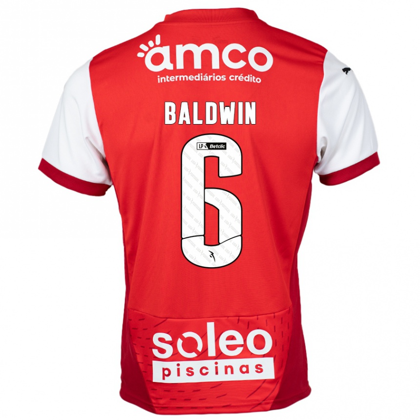 Men Football Carlyn Baldwin #6 Red White Home Jersey 2024/25 T-Shirt Canada