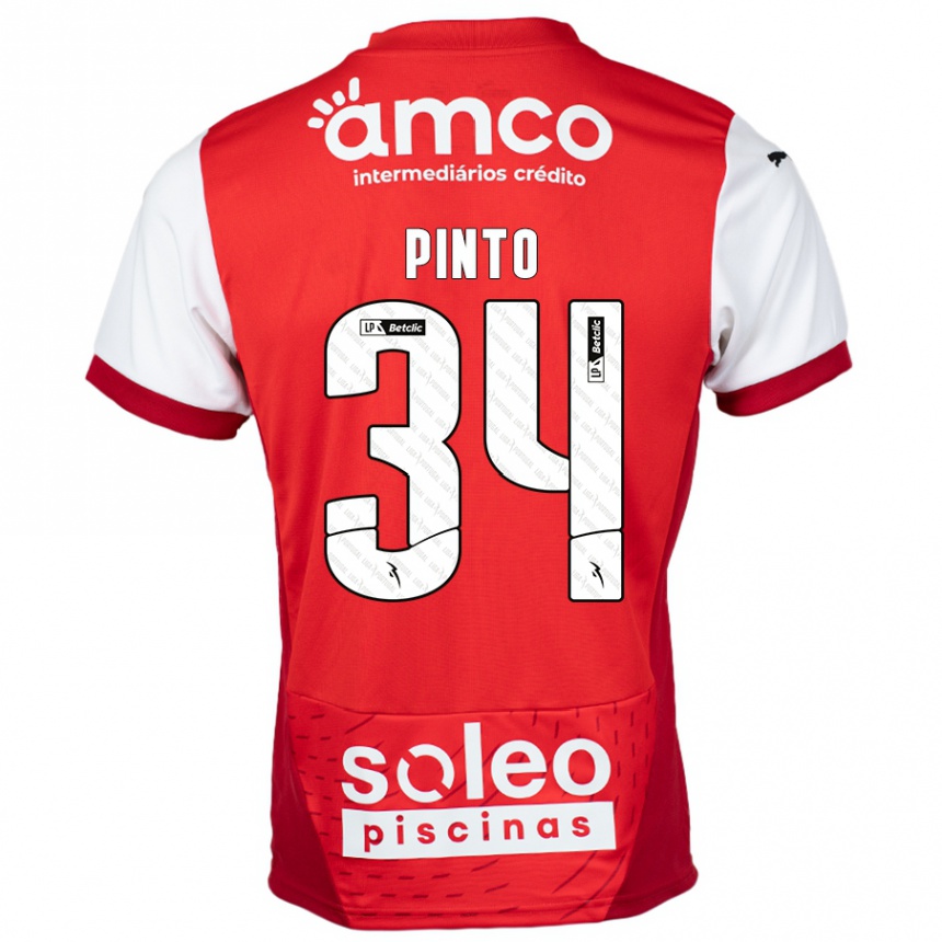 Men Football Ana Pinto #34 Red White Home Jersey 2024/25 T-Shirt Canada