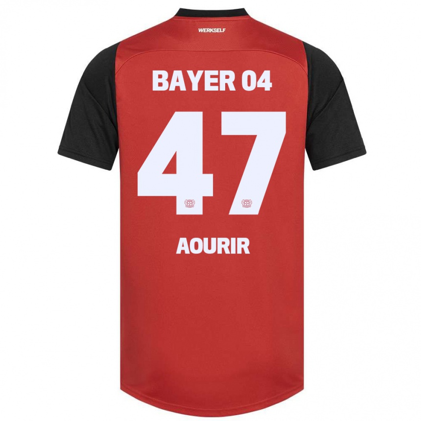 Men Football Ayman Aourir #47 Red Black Home Jersey 2024/25 T-Shirt Canada