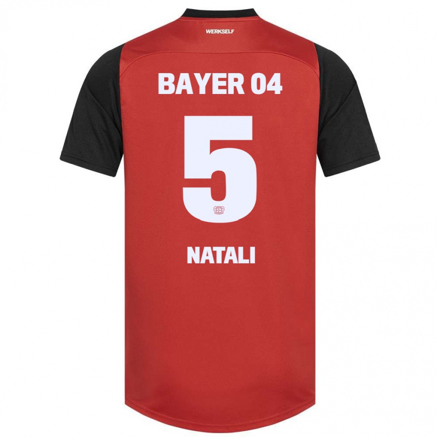 Men Football Andrea Natali #5 Red Black Home Jersey 2024/25 T-Shirt Canada