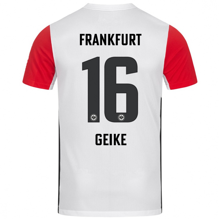 Men Football Jonah Geike #16 White Red Home Jersey 2024/25 T-Shirt Canada