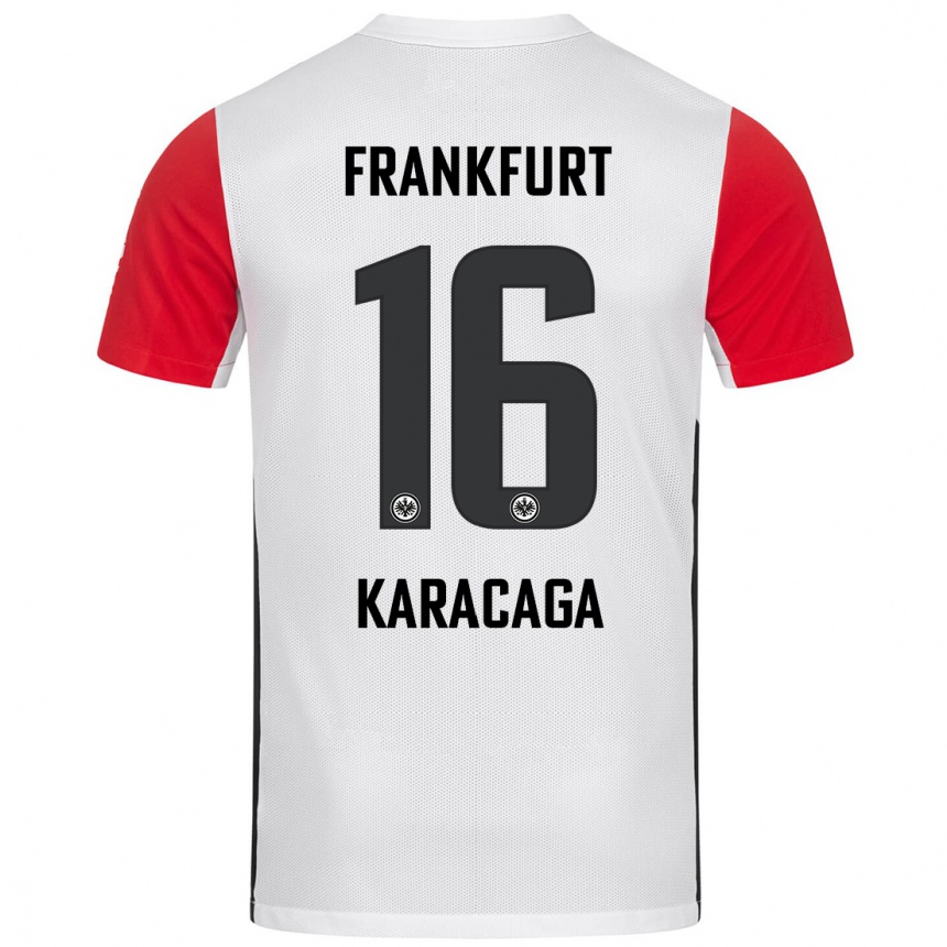 Men Football Tom Karacaga #16 White Red Home Jersey 2024/25 T-Shirt Canada