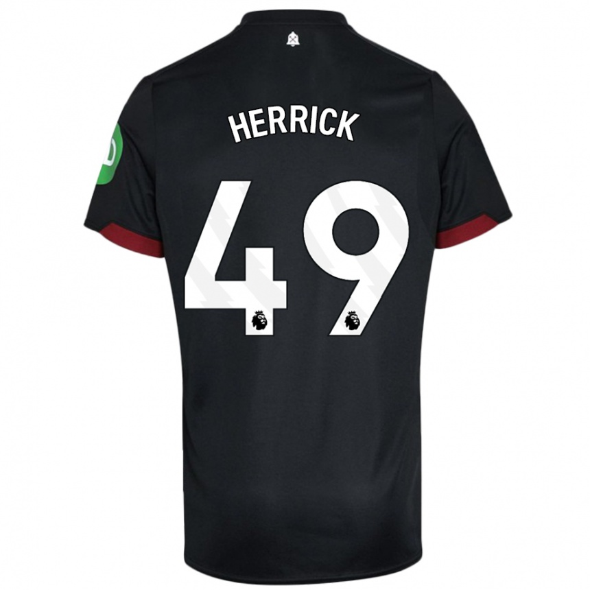 Men Football Finlay Herrick #49 Black White Away Jersey 2024/25 T-Shirt Canada