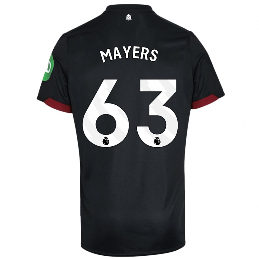 Men Football Ezra Mayers #63 Black White Away Jersey 2024/25 T-Shirt Canada