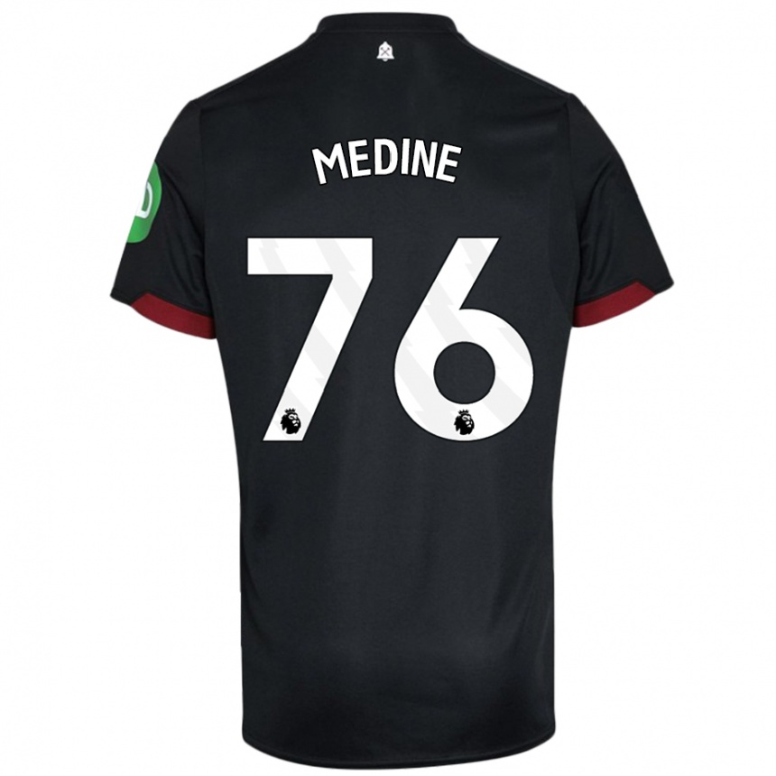 Homme Football Maillot Jethro Medine #76 Noir Blanc Tenues Extérieur 2024/25 Canada