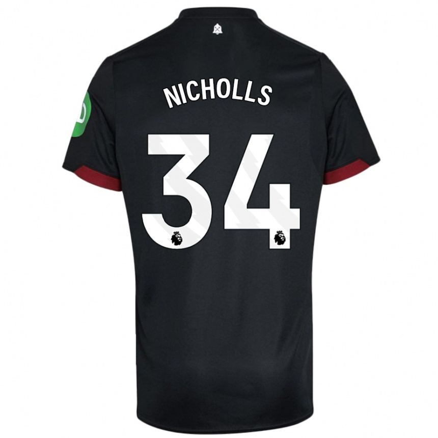 Men Football Macey Nicholls #34 Black White Away Jersey 2024/25 T-Shirt Canada