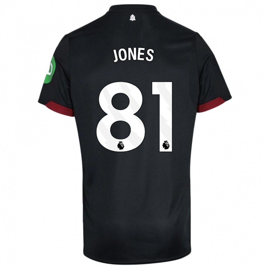 Men Football Liam Jones #81 Black White Away Jersey 2024/25 T-Shirt Canada