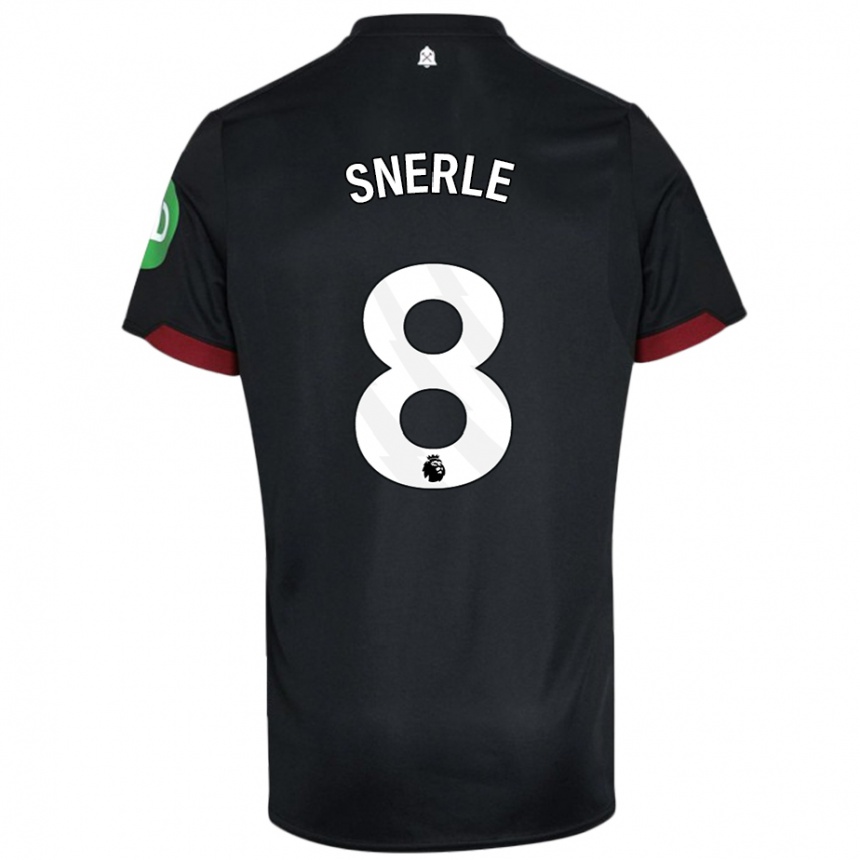 Men Football Emma Snerle #8 Black White Away Jersey 2024/25 T-Shirt Canada