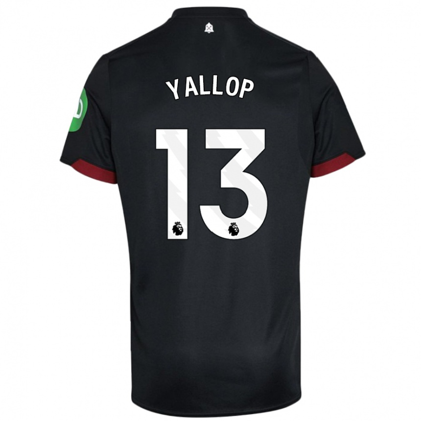 Men Football Tameka Yallop #13 Black White Away Jersey 2024/25 T-Shirt Canada