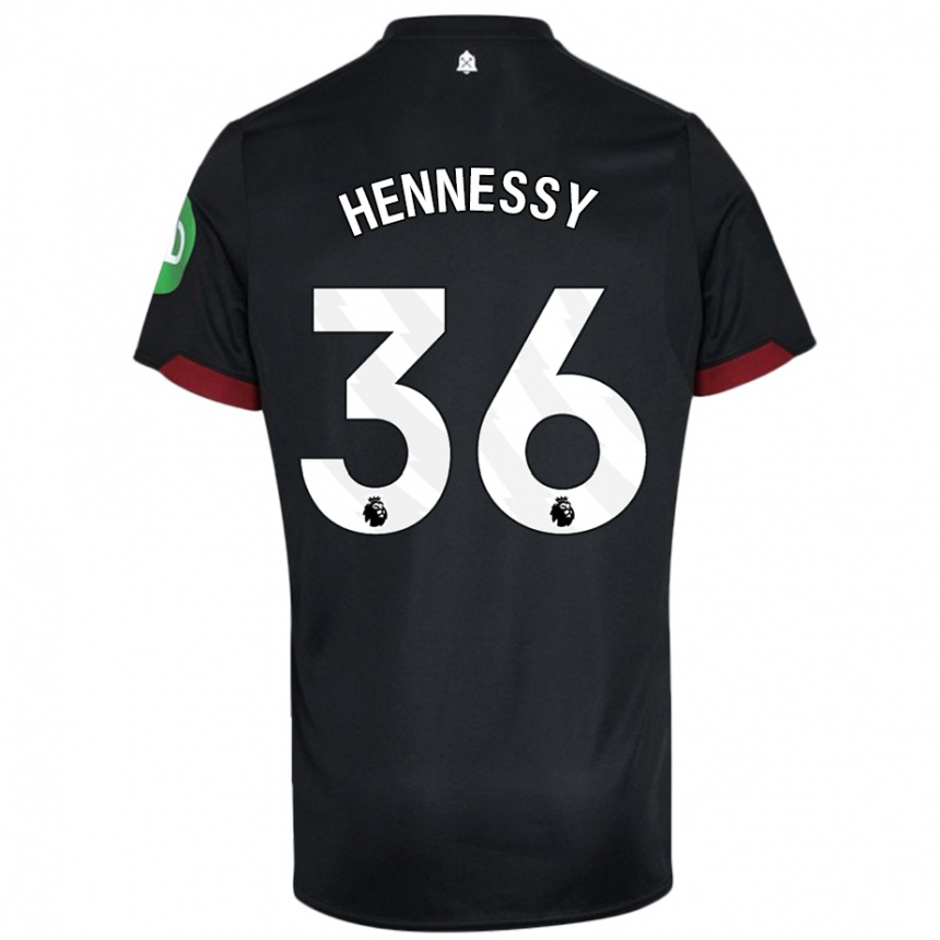 Men Football Alexandra Hennessy #36 Black White Away Jersey 2024/25 T-Shirt Canada