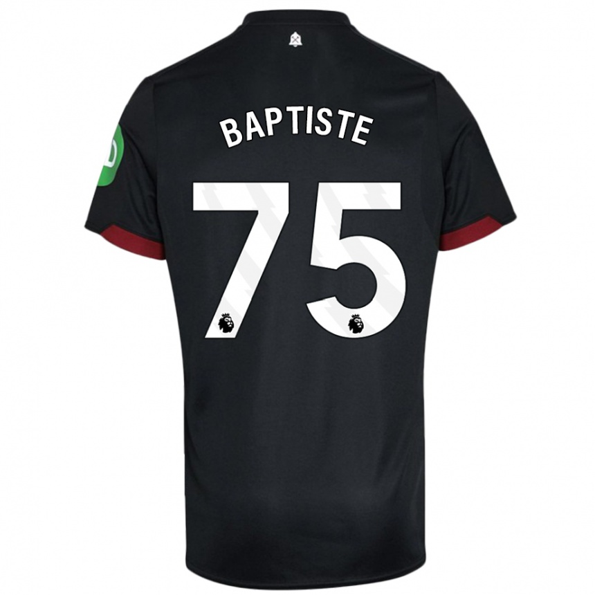 Men Football Jamal Baptiste #75 Black White Away Jersey 2024/25 T-Shirt Canada