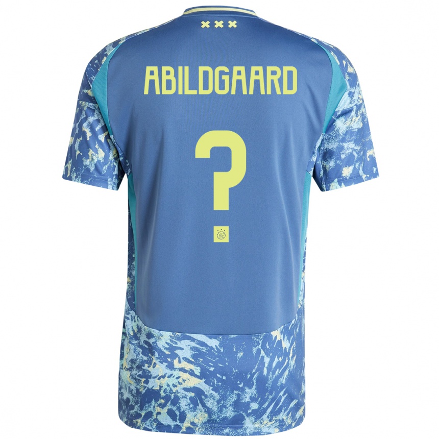 Men Football Lasse Abildgaard #0 Grey Blue Yellow Away Jersey 2024/25 T-Shirt Canada