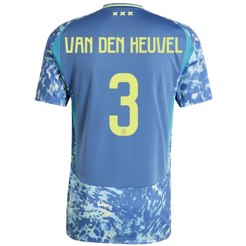 Homme Football Maillot Nino Van Den Heuvel #3 Gris Bleu Jaune Tenues Extérieur 2024/25 Canada