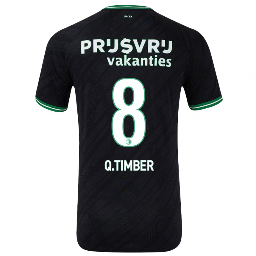 Men Football Quinten Timber #8 Black Green Away Jersey 2024/25 T-Shirt Canada