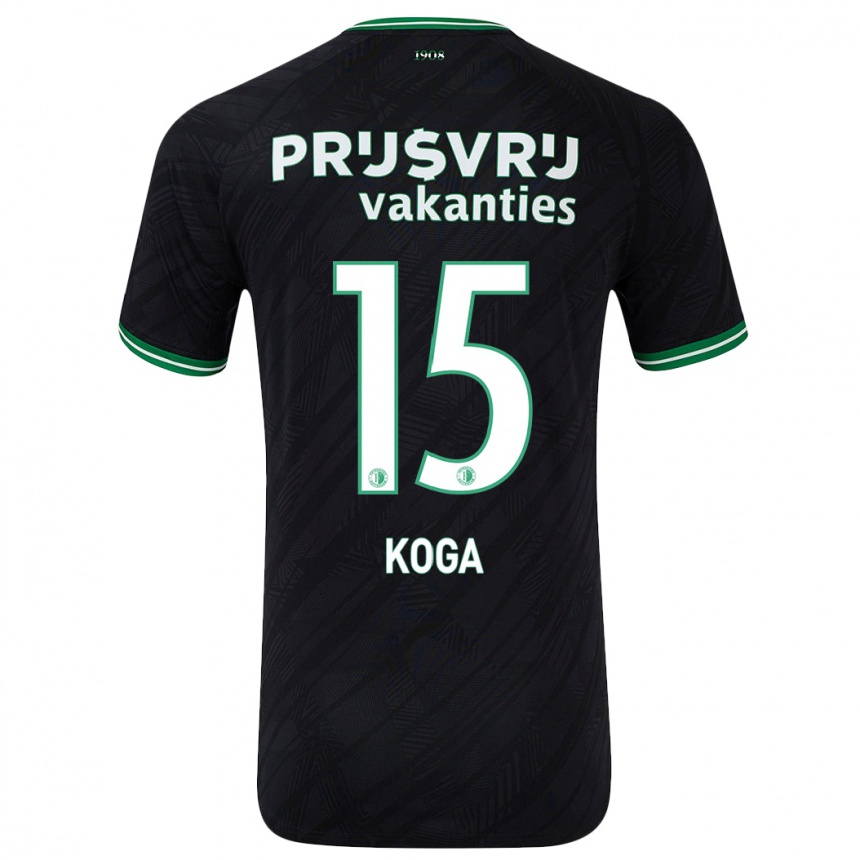 Homme Football Maillot Tōko Koga #15 Noir Vert Tenues Extérieur 2024/25 Canada