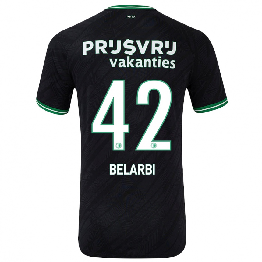 Men Football Abdel Belarbi #42 Black Green Away Jersey 2024/25 T-Shirt Canada